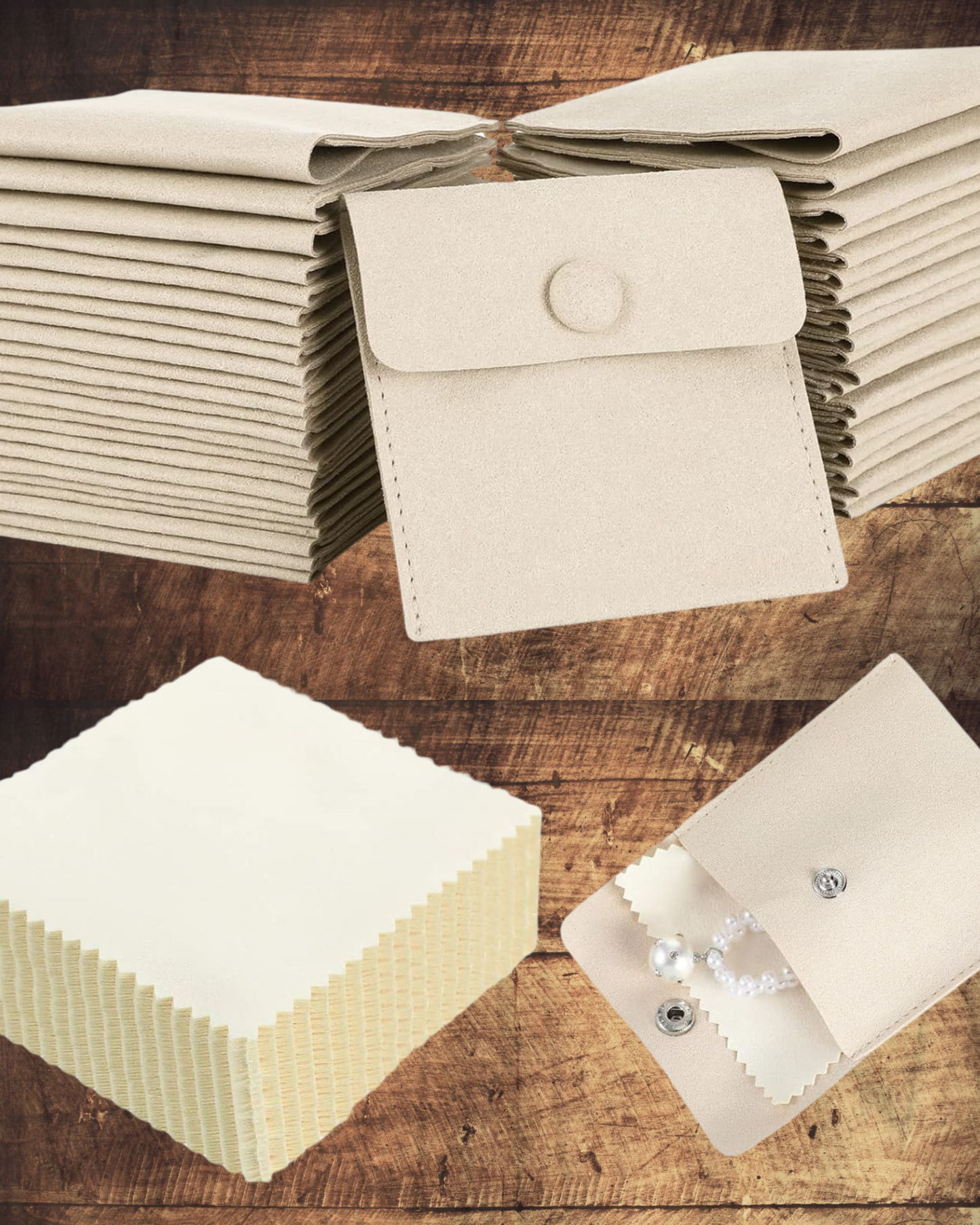 Button Envelop Microfiber Jewelry Pouch 100 Units