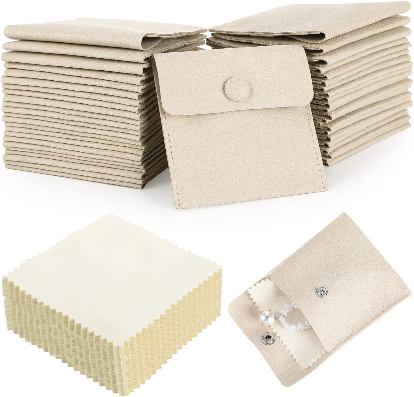 Button Envelop Microfiber Jewelry Pouch 100 Units
