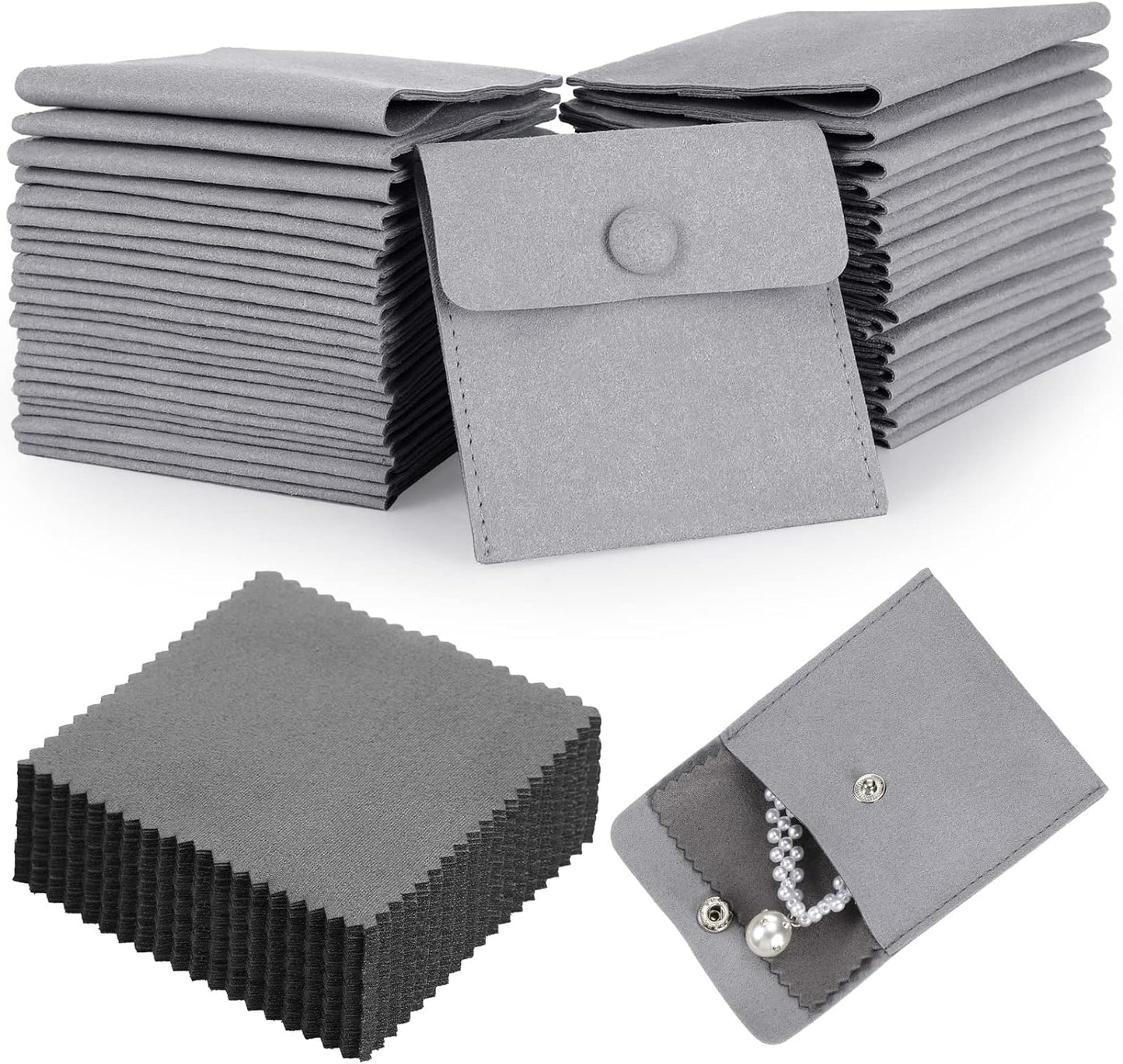 Button Envelop Microfiber Jewelry Pouch 100 Units