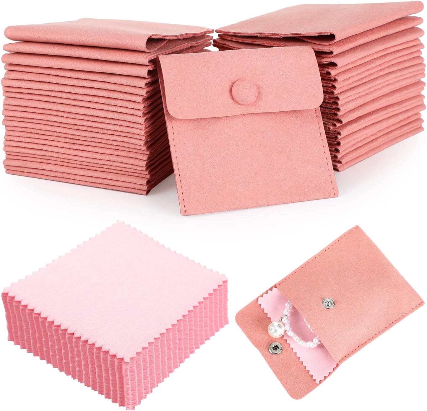 Button Envelop Microfiber Jewelry Pouch 100 Units