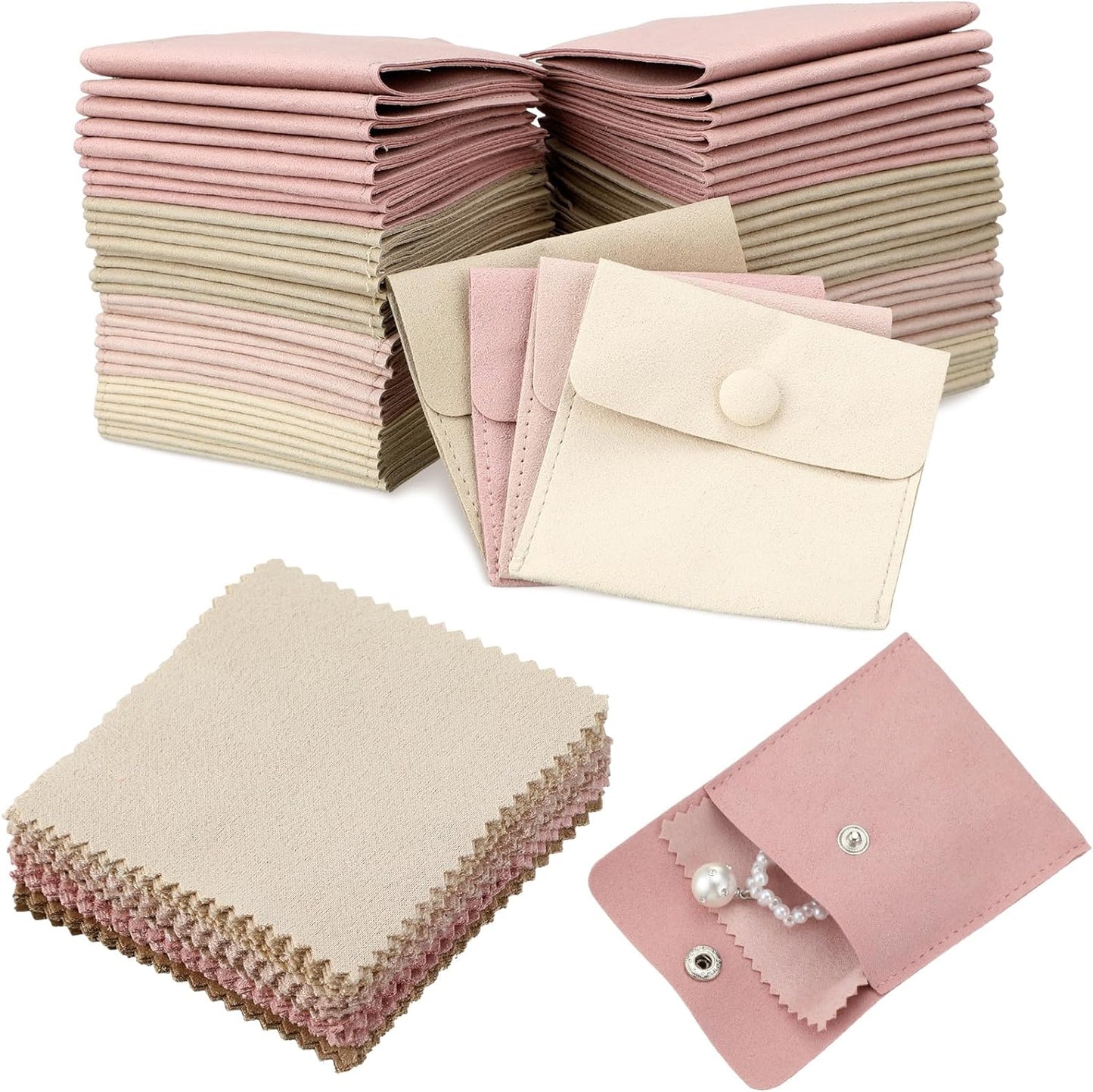 Button Envelop Microfiber Jewelry Pouch 100 Units