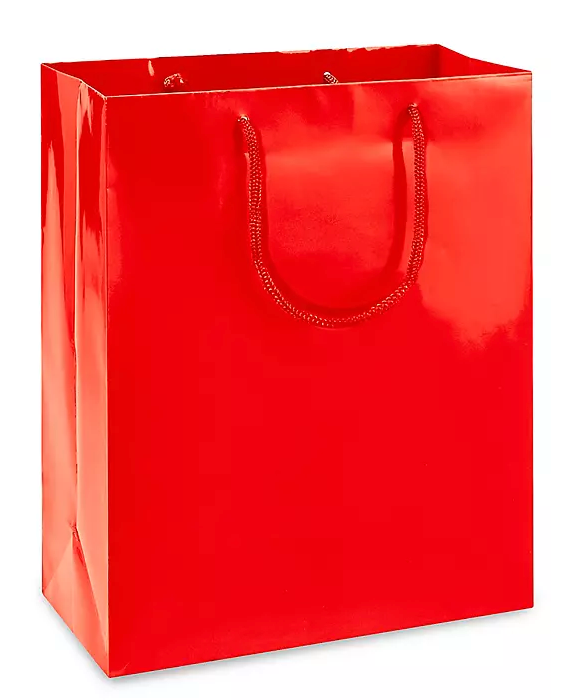 Custom Colored Glossy Paper Shopping bags - 100 Bags
