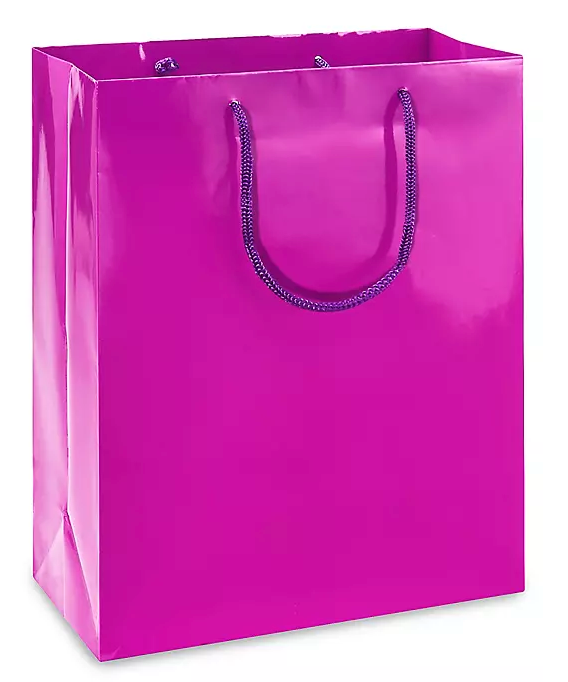 Custom Colored Glossy Paper Shopping bags - 100 Bags