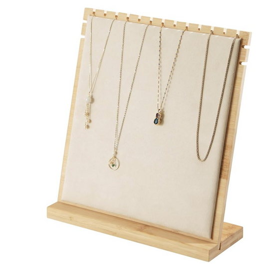 KOKI Bamboo Necklace, Earing and Bracelet  Display Stand for Selling,Chain Necklace Holder Rack for Show,Jewelry Organizer