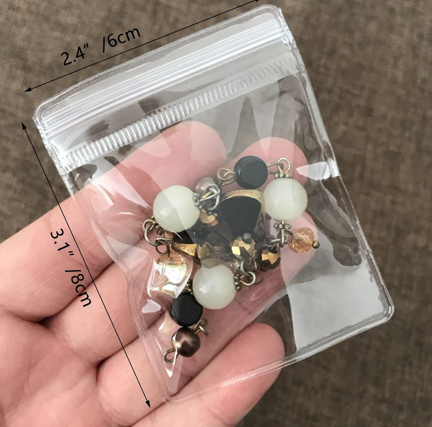 Custom Small Plastic Bags, 100 Pcs Mini Baggies, Clear Plastic Jewelry Zip Bags, Thick Self Sealing OPP Bags, Clear Zip lock Bags, Resealable Poly Bags for Pill, Beads, Screws, Packaging