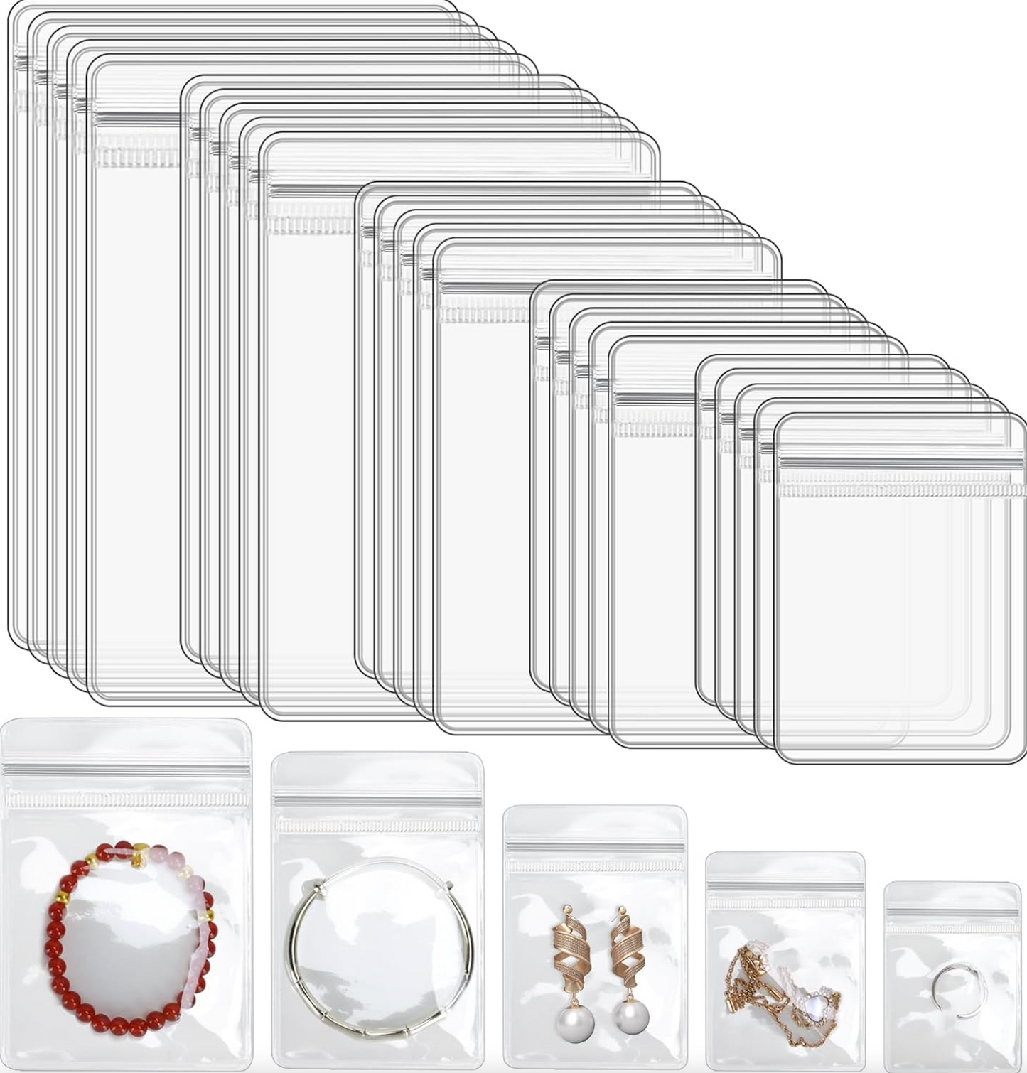 Custom Small Plastic Bags, 100 Pcs Mini Baggies, Clear Plastic Jewelry Zip Bags, Thick Self Sealing OPP Bags, Clear Zip lock Bags, Resealable Poly Bags for Pill, Beads, Screws, Packaging