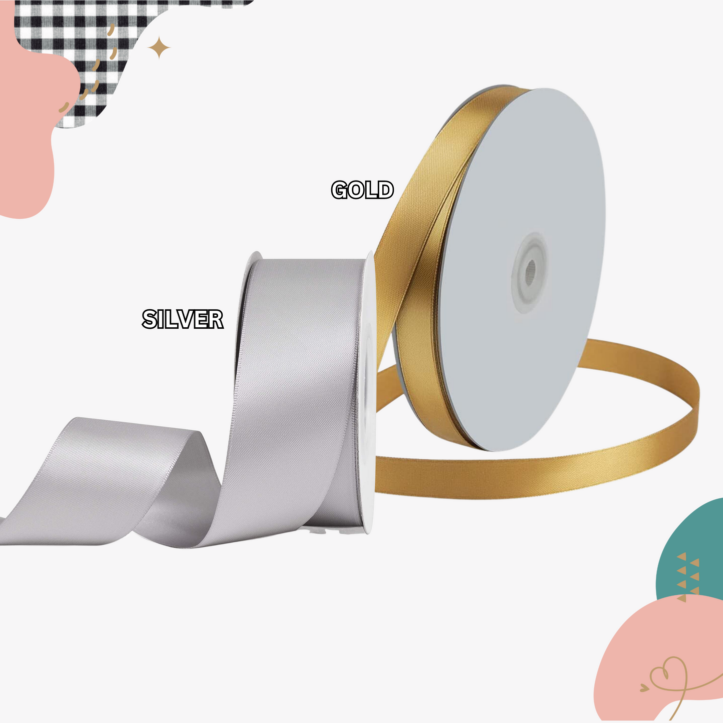 Custom Metallic Hot Print  Ribbon 3/8" - 7/8" - 1.5" inches