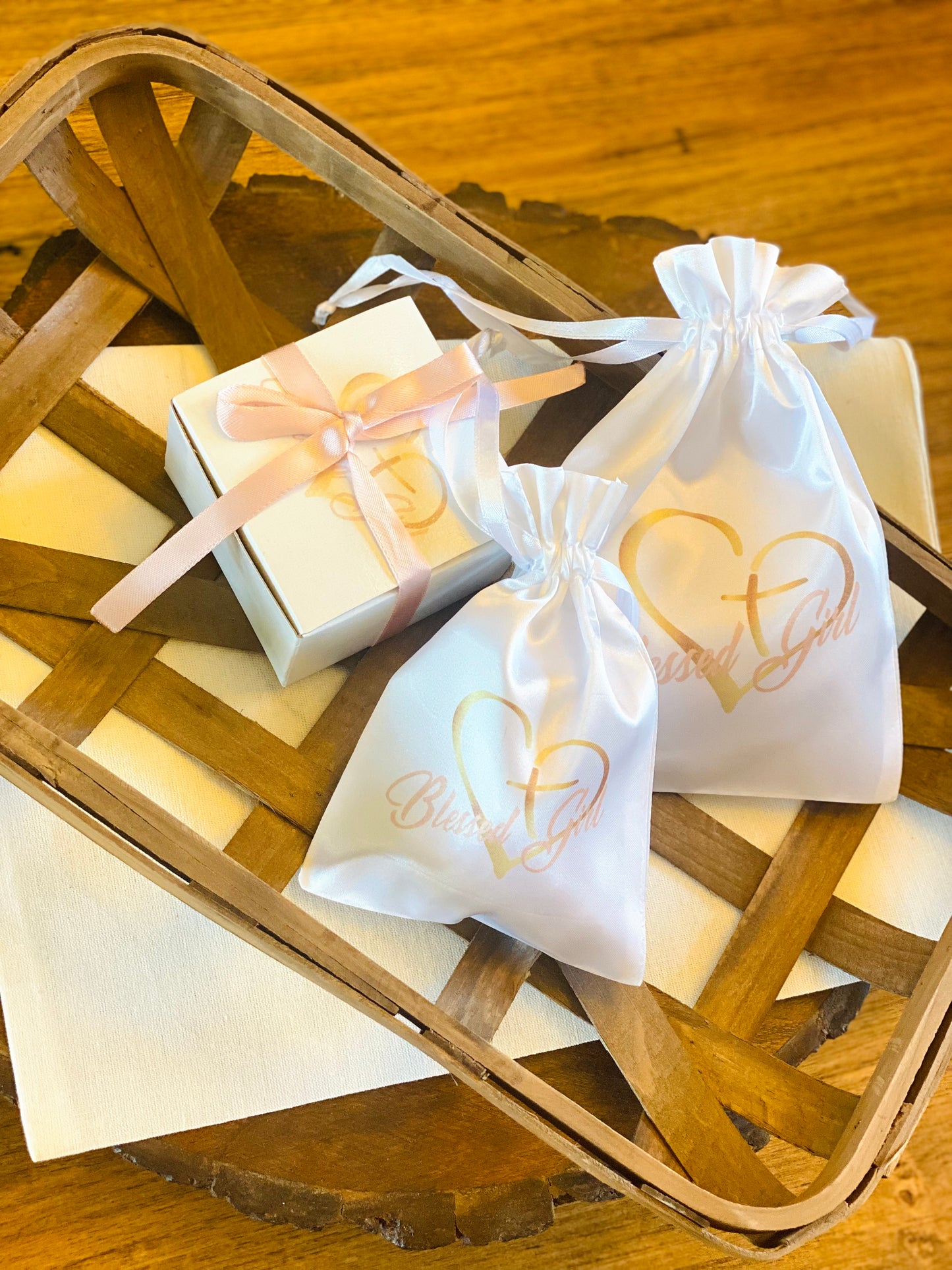 Custom White Satin Bags - Pack of 50