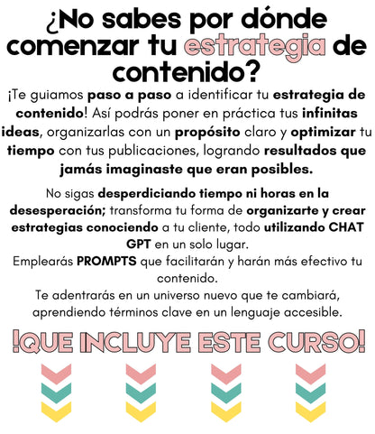 Curso Online: Creación, Planificación y Crecimiento con Estrategias Simples de Contenido Usando Inteligencia Artificial